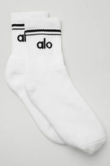 Unisex Half-Crew Throwback Sock - White