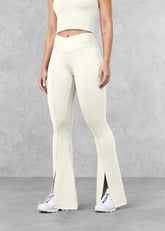 Flared Front Split Leggings- OffWhite