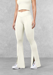 Flared Front Split Leggings- OffWhite