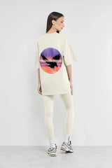 Unisex - Oversized Falcon Sunset Print T-Shirt