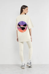 Oversized Falcon Sunset Print T-Shirt - Unisex