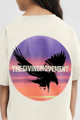 Kids Oversized Falcon Sunset Print T-Shirt - Girls/Ivory