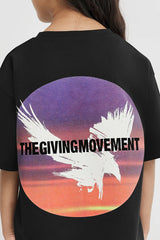 Kids Oversized Falcon Sunset Print T-Shirt - Girls/Black