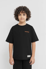Oversized Sticker Print T-Shirt - Boys Black