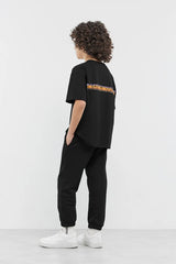 Oversized Sticker Print T-Shirt - Boys Black