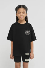 Kids Oversized Wings Motif T-Shirt - Girls/Black