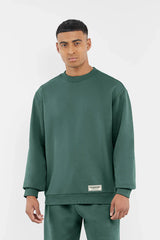 Oversized Contrast Back Print Sweatshirt - Men/ Dark Sage