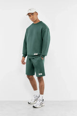 Oversized Contrast Back Print Sweatshirt - Men/ Dark Sage