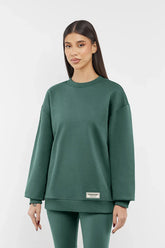 Oversized Contrast Back Print Sweatshirt - Unisex/ Dark Sage