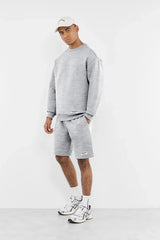 Oversized Contrast Back Print Sweatshirt - Men/ Athletic Heather Grey