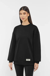 Oversized Contrast Back Print Sweatshirt - Unisex/ Black