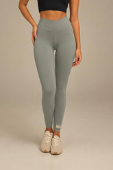 27 inch High Rise Contrast Label Legging - Stone Beige