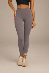 27 inch High Rise Contrast Label Legging - Taupe