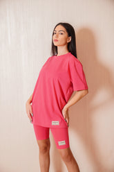 Oversized No Back Print T- Shirt - Pink