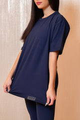 Oversized No Back Print T- Shirt - Navy