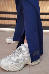 Flared Front Split Leggings- Navy