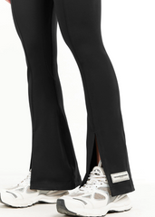 Flared Front Split ThermaSoft Leggings - Black