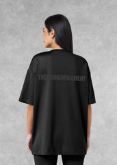 Oversized Tonal Back Print T- Shirt - Black