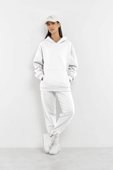 Oversized Tonal Back Print Hoodie - White
