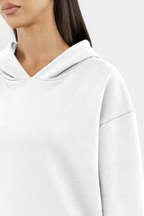 Oversized Tonal Back Print Hoodie - White