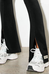 Flared Front-Split Softskin100© Leggings - Black