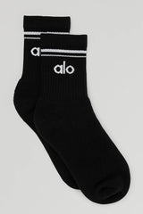 Unisex Half-Crew Throwback Sock - Black