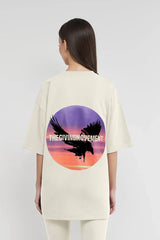 Unisex - Oversized Falcon Sunset Print T-Shirt