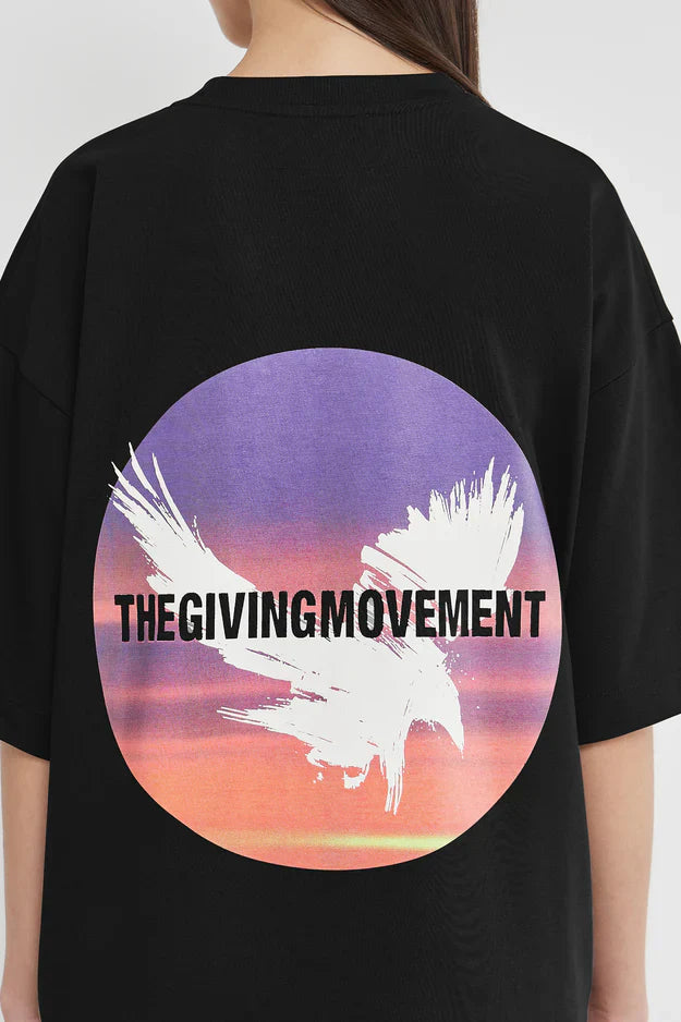 Unisex - Oversized Falcon Sunset Print T-Shirt