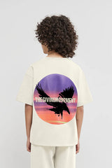Kids Oversized Falcon Sunset Print T-Shirt - Boys/Ivory