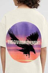 Kids Oversized Falcon Sunset Print T-Shirt - Boys/Ivory