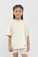 Kids Oversized Falcon Sunset Print T-Shirt - Girls/Ivory