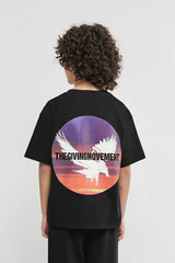 Kids Oversized Falcon Sunset Print T-Shirt - Boys/Black