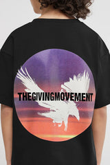 Kids Oversized Falcon Sunset Print T-Shirt - Boys/Black