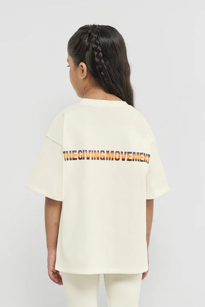 Oversized Sticker Print T-Shirt - Girls/Ivory