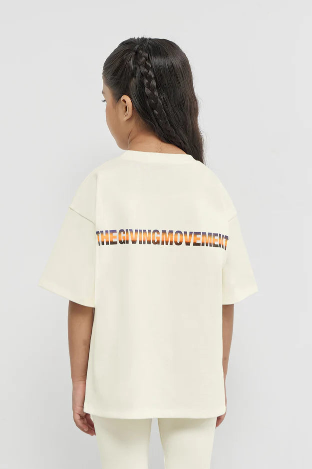 Oversized Sticker Print T-Shirt - Girls/Ivory