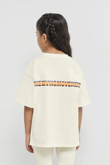 Oversized Sticker Print T-Shirt - Girls/Ivory