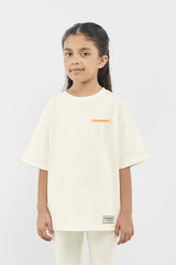 Oversized Sticker Print T-Shirt - Girls/Ivory
