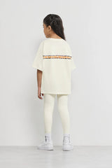 Oversized Sticker Print T-Shirt - Girls/Ivory