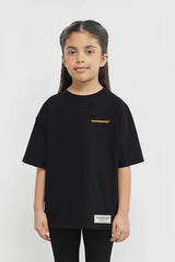 Oversized Sticker Print T-Shirt - Girls/Black