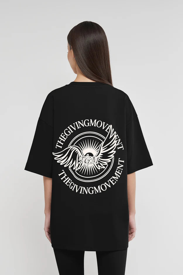 Oversized Wings Motif T-Shirt