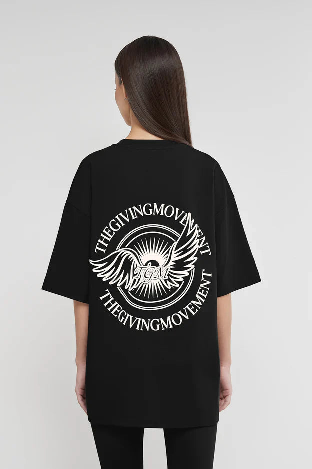 Unisex - Oversized Wings Motif T-Shirt
