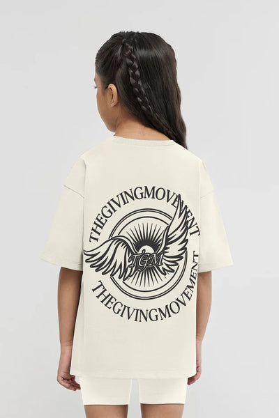 Kids Oversized Wings Motif T-Shirt - Girls/Ivory