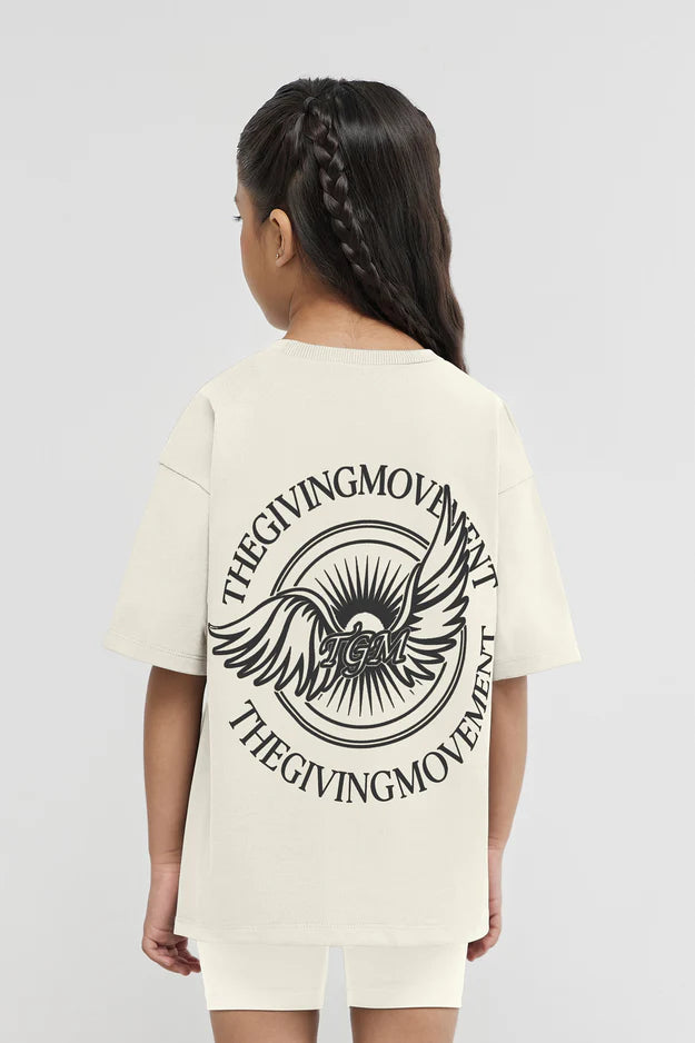 Kids Oversized Wings Motif T-Shirt - Girls/Ivory