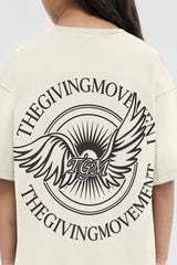 Kids Oversized Wings Motif T-Shirt - Girls/Ivory
