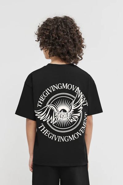 Kids Oversized Wings Motif T-Shirt - Boys/Black