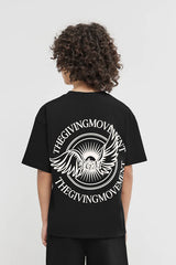 Kids Oversized Wings Motif T-Shirt - Boys/Black