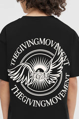 Kids Oversized Wings Motif T-Shirt - Boys/Black