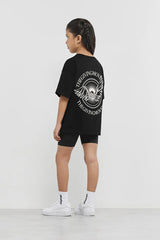 Kids Oversized Wings Motif T-Shirt - Girls/Black