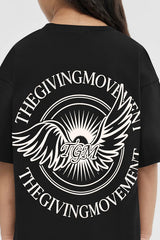 Kids Oversized Wings Motif T-Shirt - Girls/Black