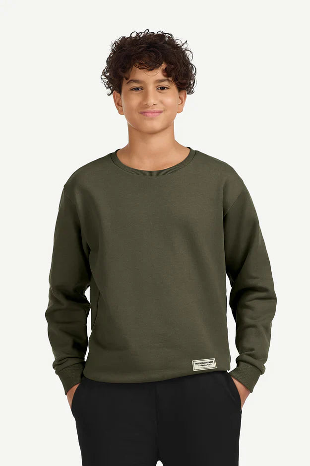Teens Oversized Sweatshirt - Unisex/ Olive